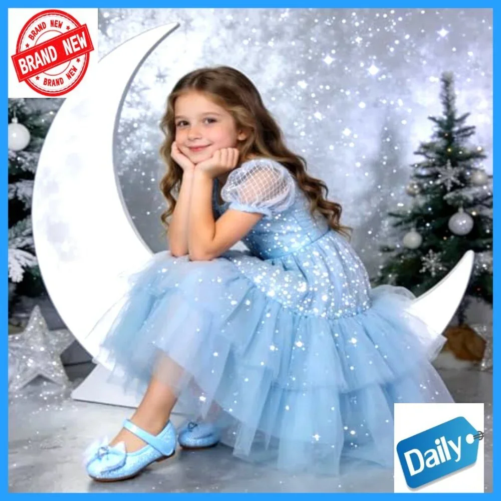 Toddler Girls Glitter Mary Jane Ballet Flats Velcro Closure Princess Shoes